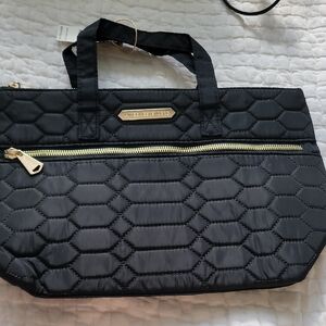 Aimee Kestenberg Black Quilted Tote with Gold Accents